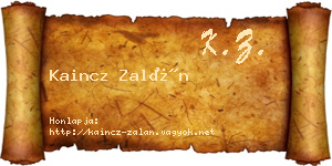 Kaincz Zalán névjegykártya