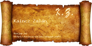 Kaincz Zalán névjegykártya